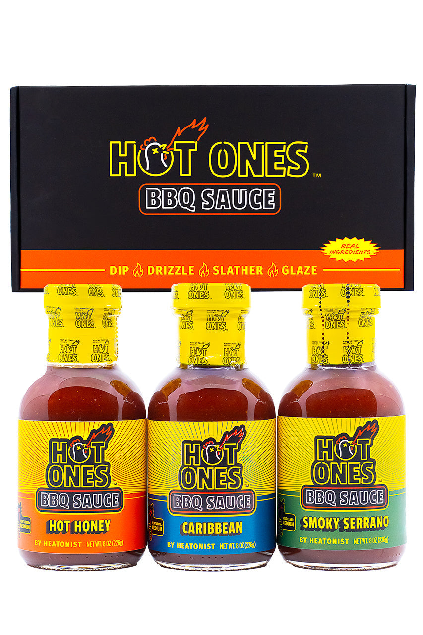 Hot Ones BBQ Trio Pack (Hot Honey / Caribbean / Smoked Serrano) O0